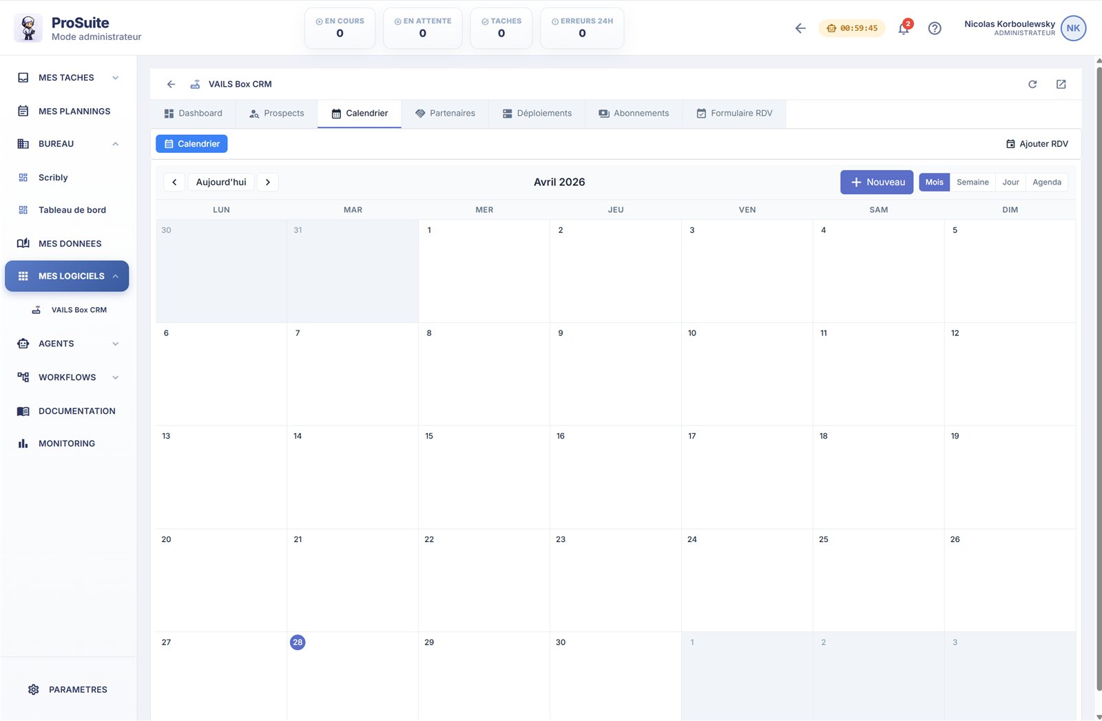 Mes plannings : agenda tenu à jour automatiquement par les experts