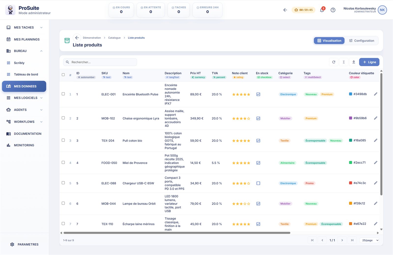 Mes données : tableaux clients, commandes, suivis tenus à jour