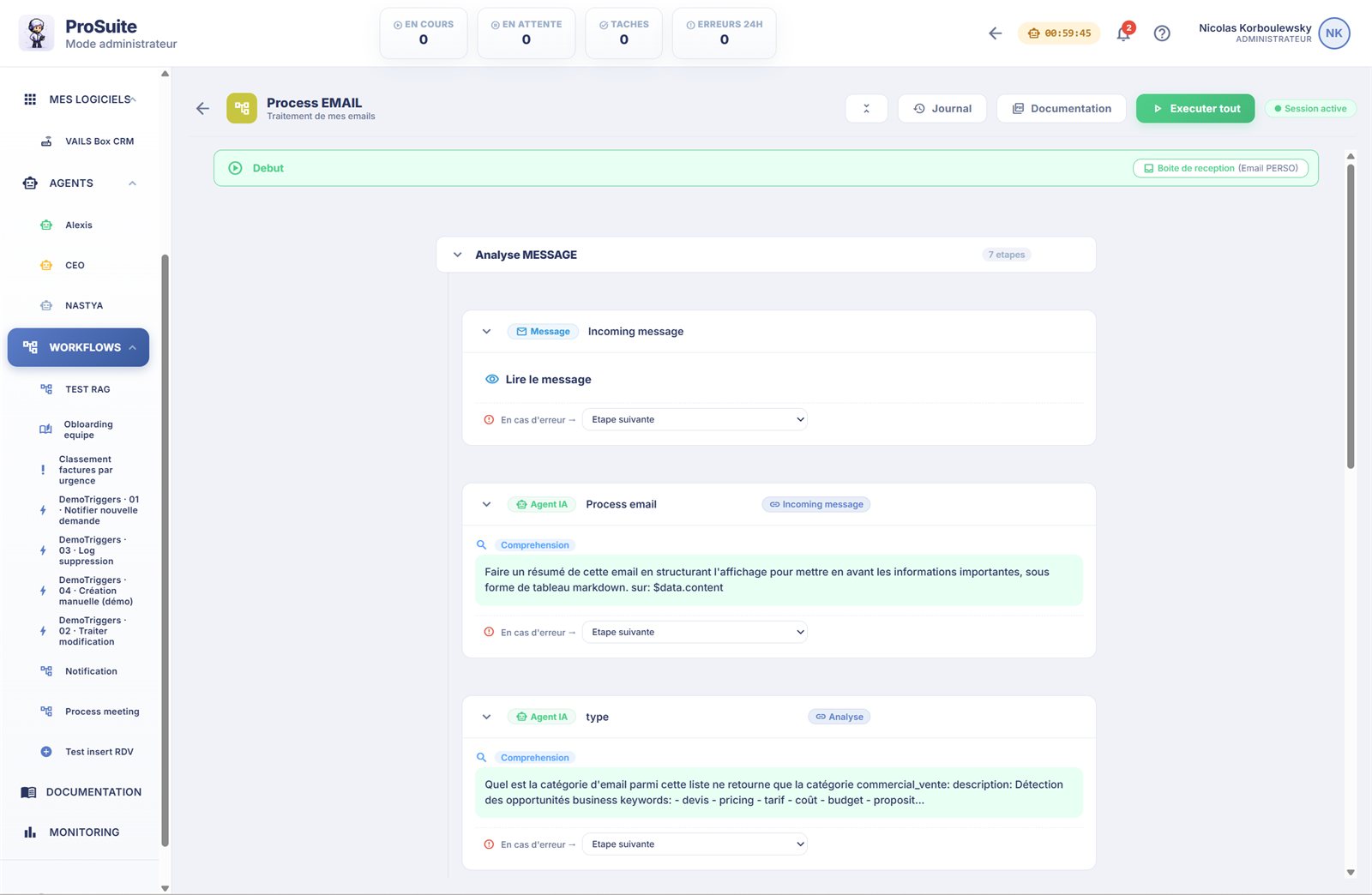 Éditeur de workflows : procédures étape par étape avec validations
