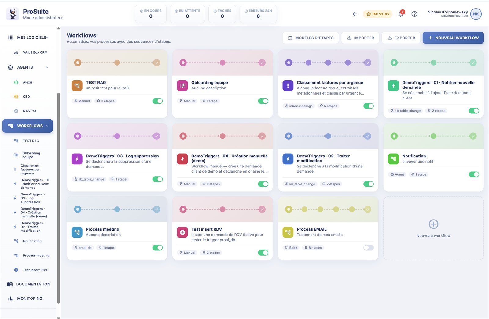 Mes logiciels : applications métier activables en un clic